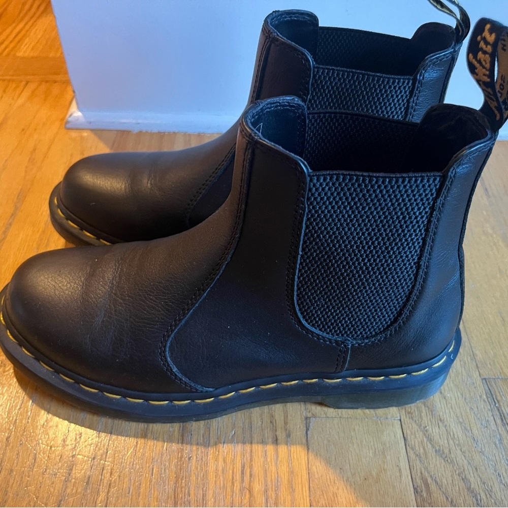 Dr. Martens Black Chelsea Boots with Yellow Stitching